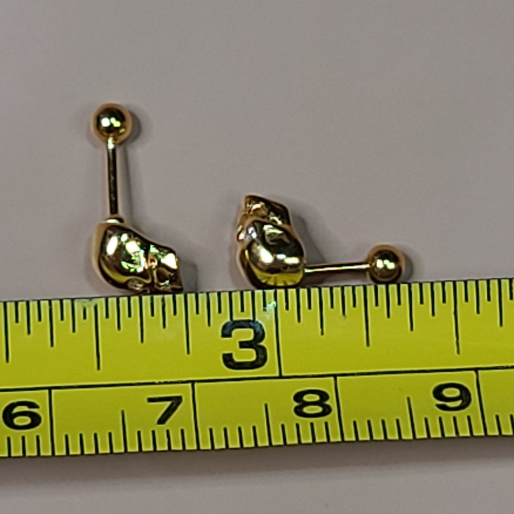 💀 925 Sterling Silver Skull Yellow Gold Plated CZ - Picture 11 of 15